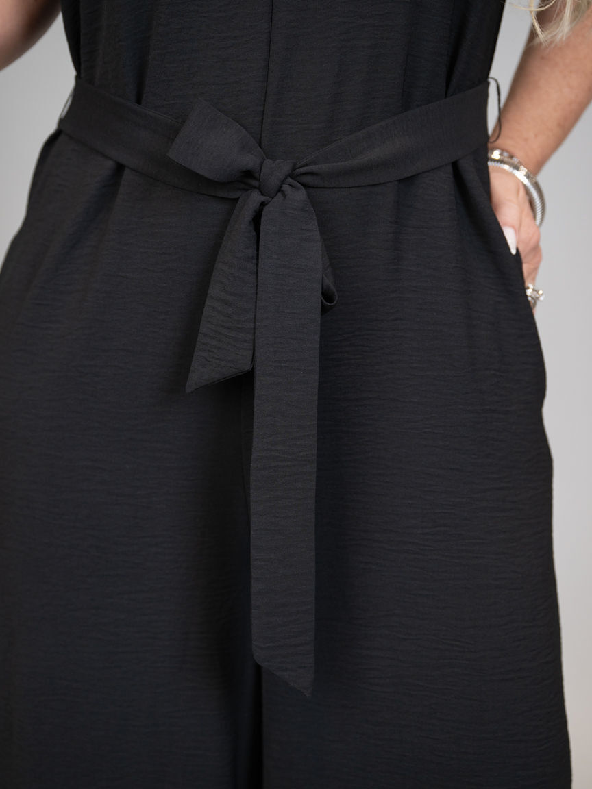 Jumpsuit With Pockets And Tie Waist