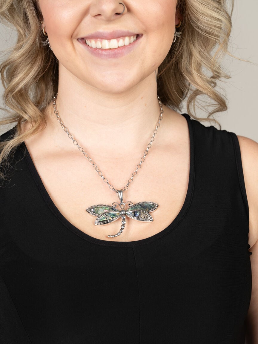 Dragonfly Pendant Necklace and Earring Set