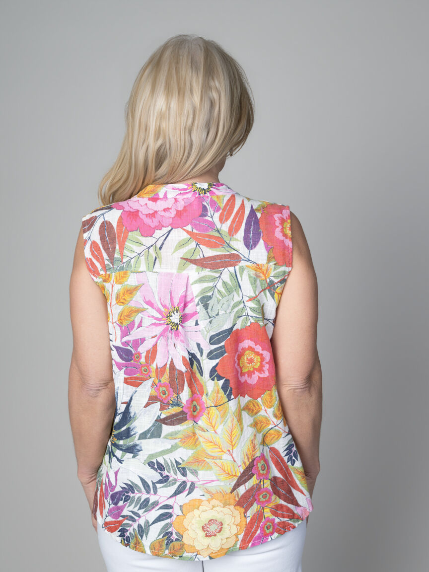 Sleeveless Split Neck Top