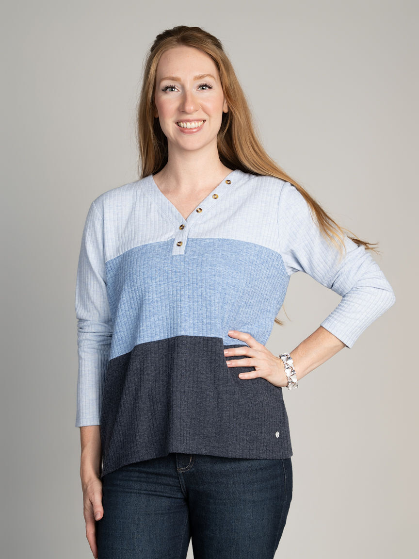 Colour Block Henley Top