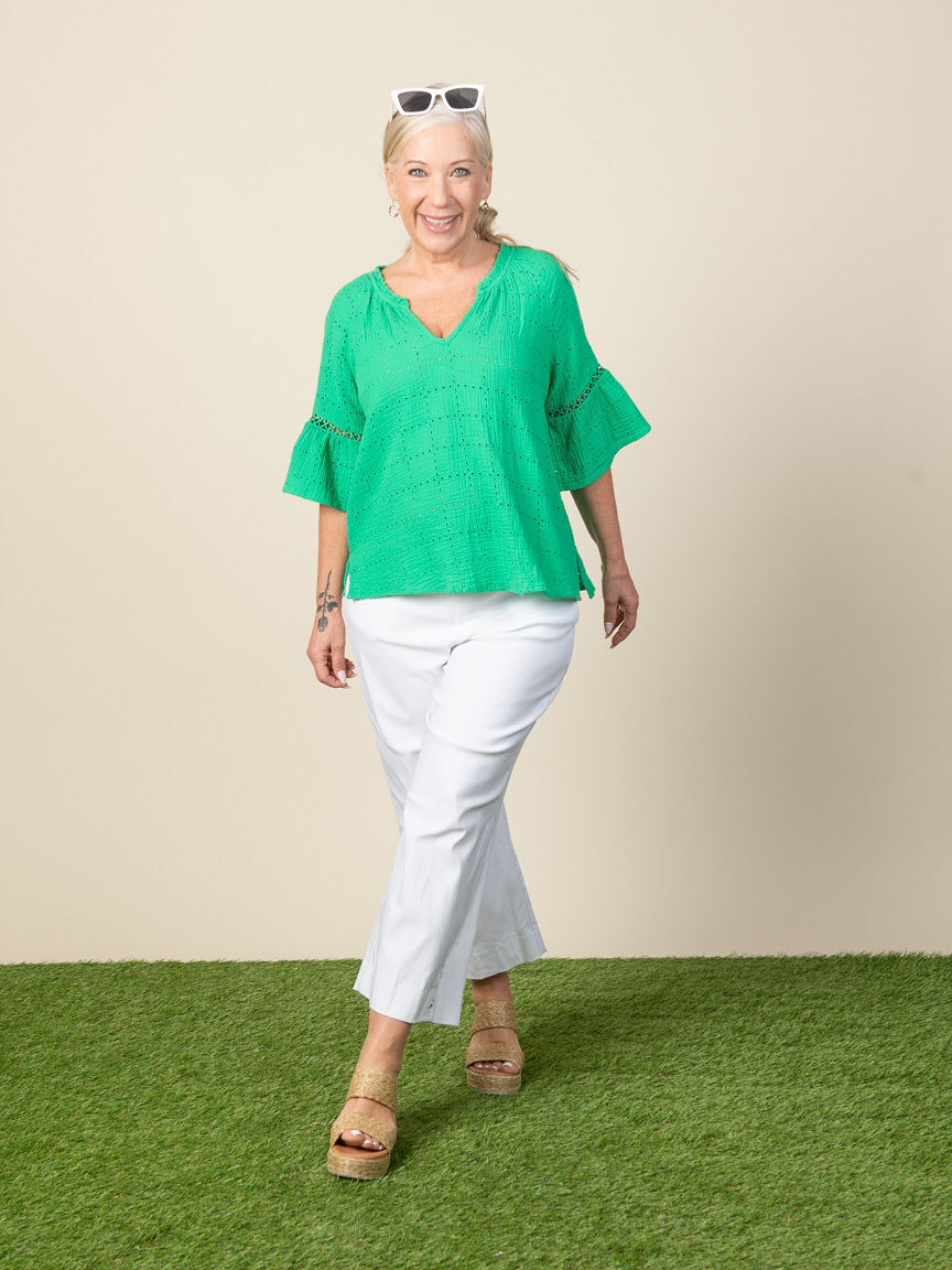 Short Sleeve Raglan Top with Sleeve Tape  Image 6