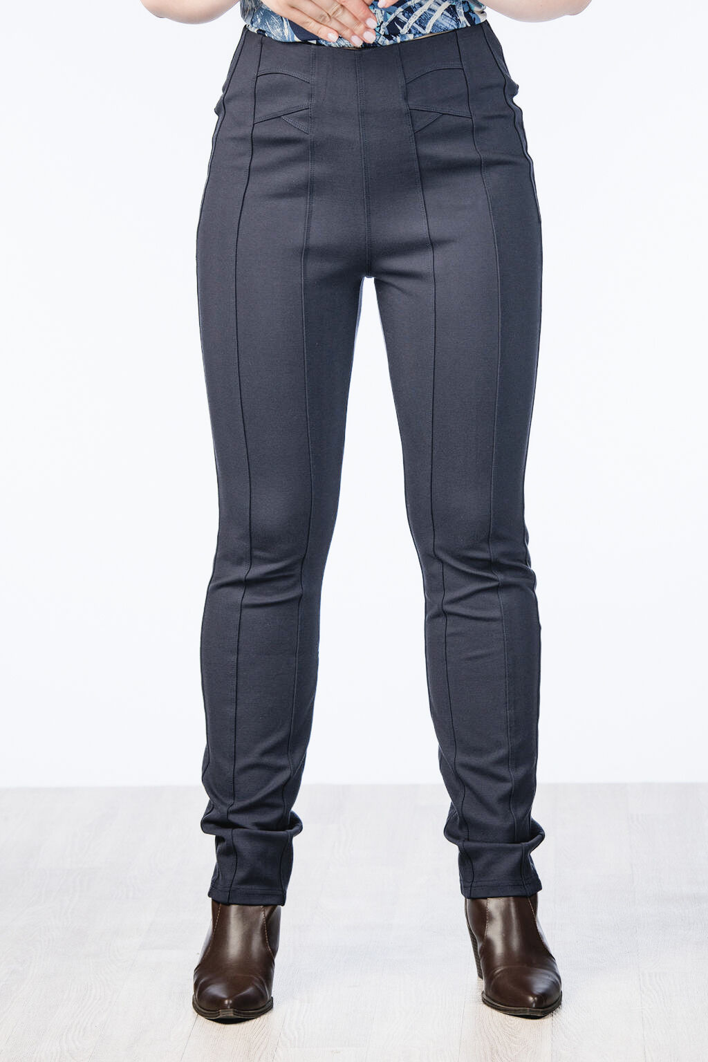 Pipping Pinned Pull-On Skinny Stretchy Pants Image 2