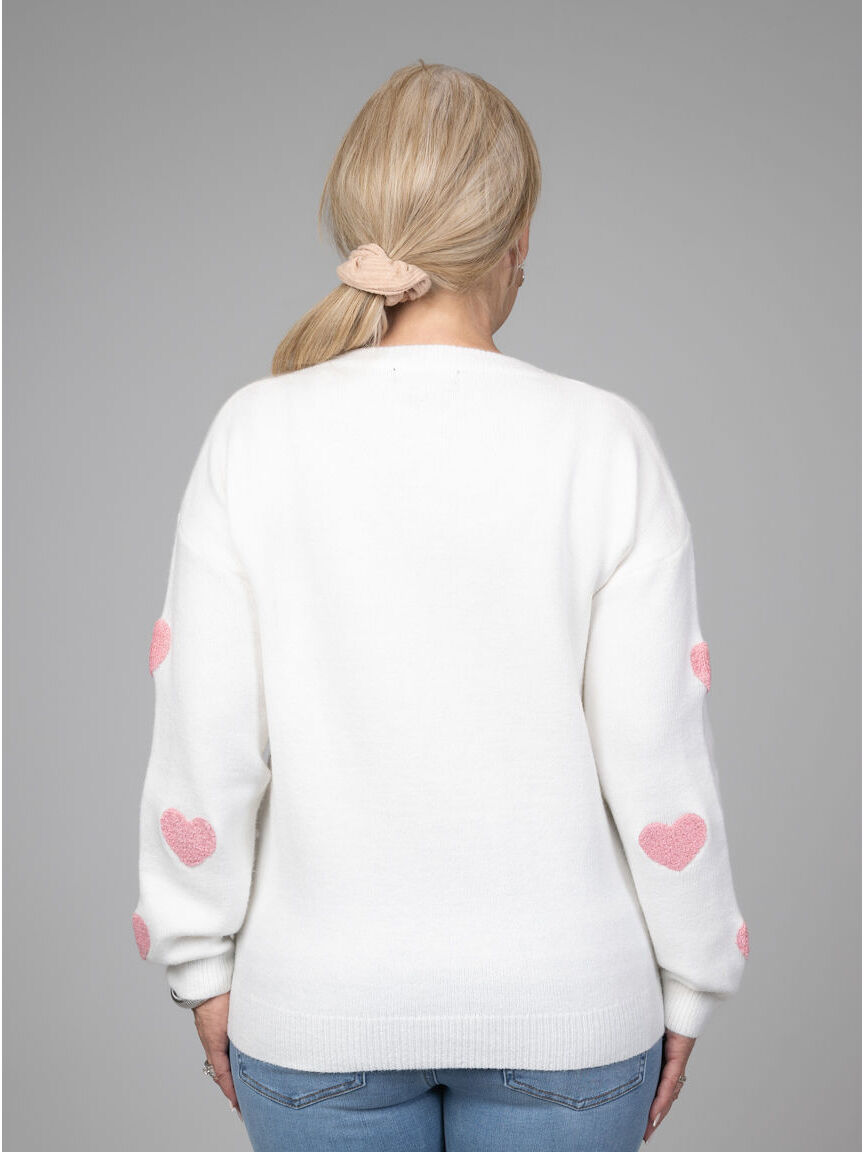 Crew Neck Sweater With Hearts