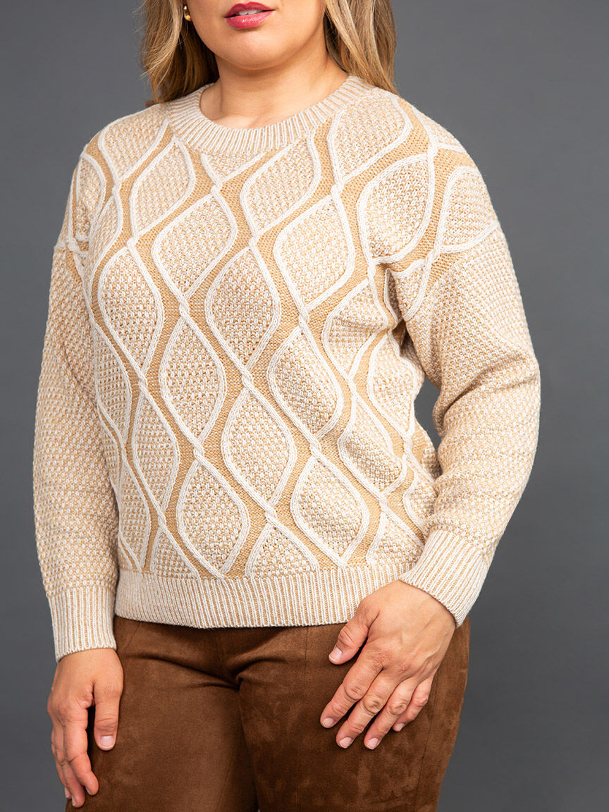 Long Sleeve Cable Knit Sweater