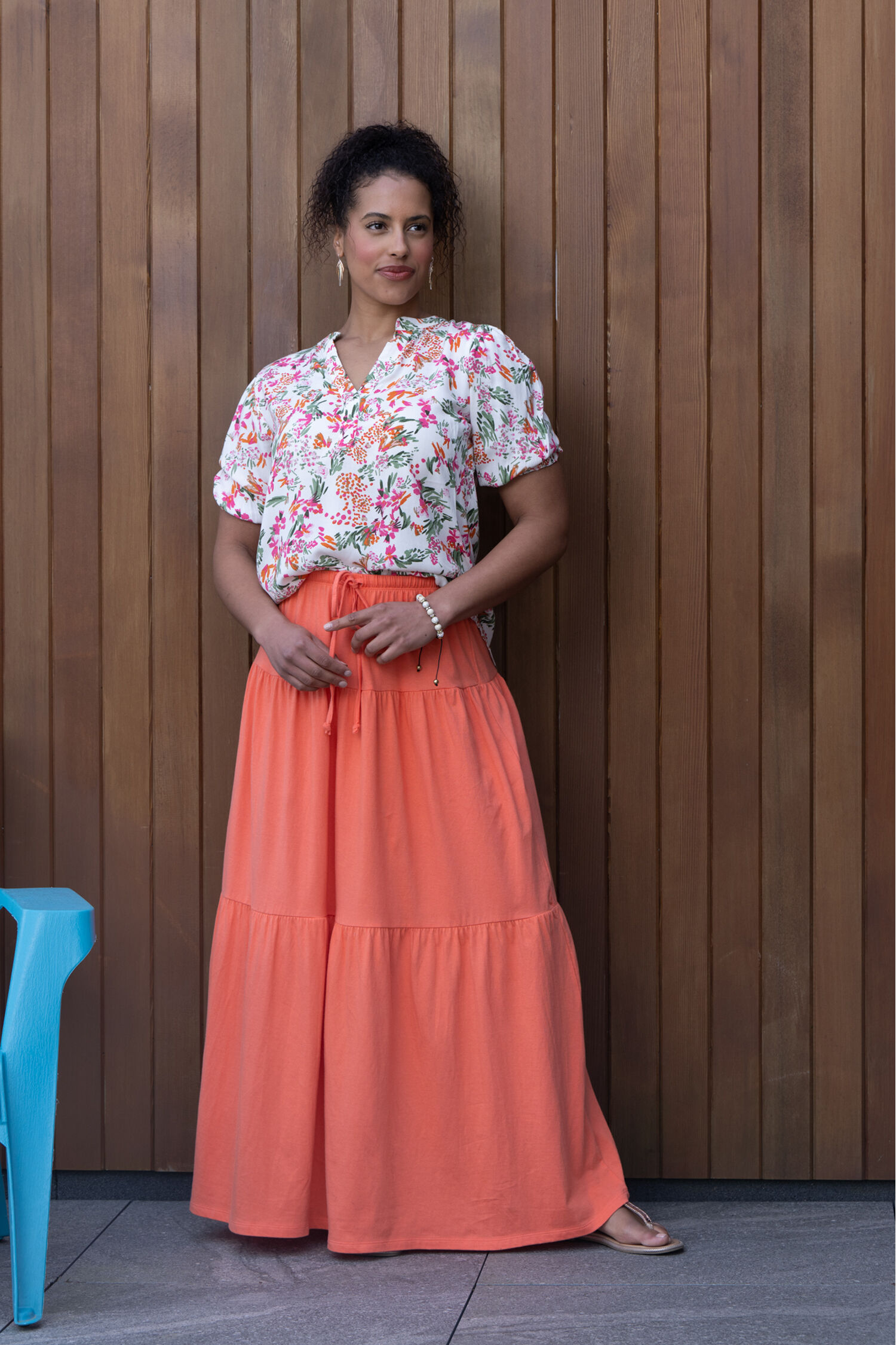 Mandarin Collar Printed Blouse Image 3