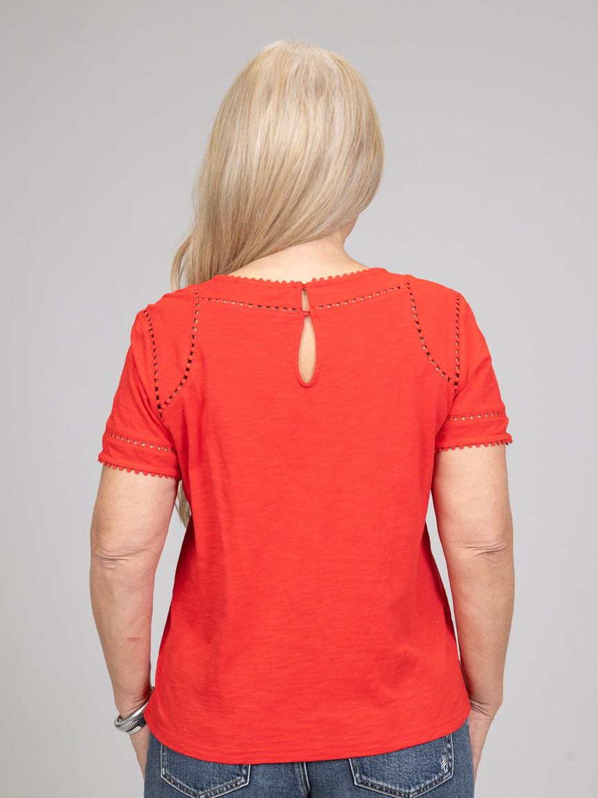 Short Sleeve Dotted Lace Top Image 3