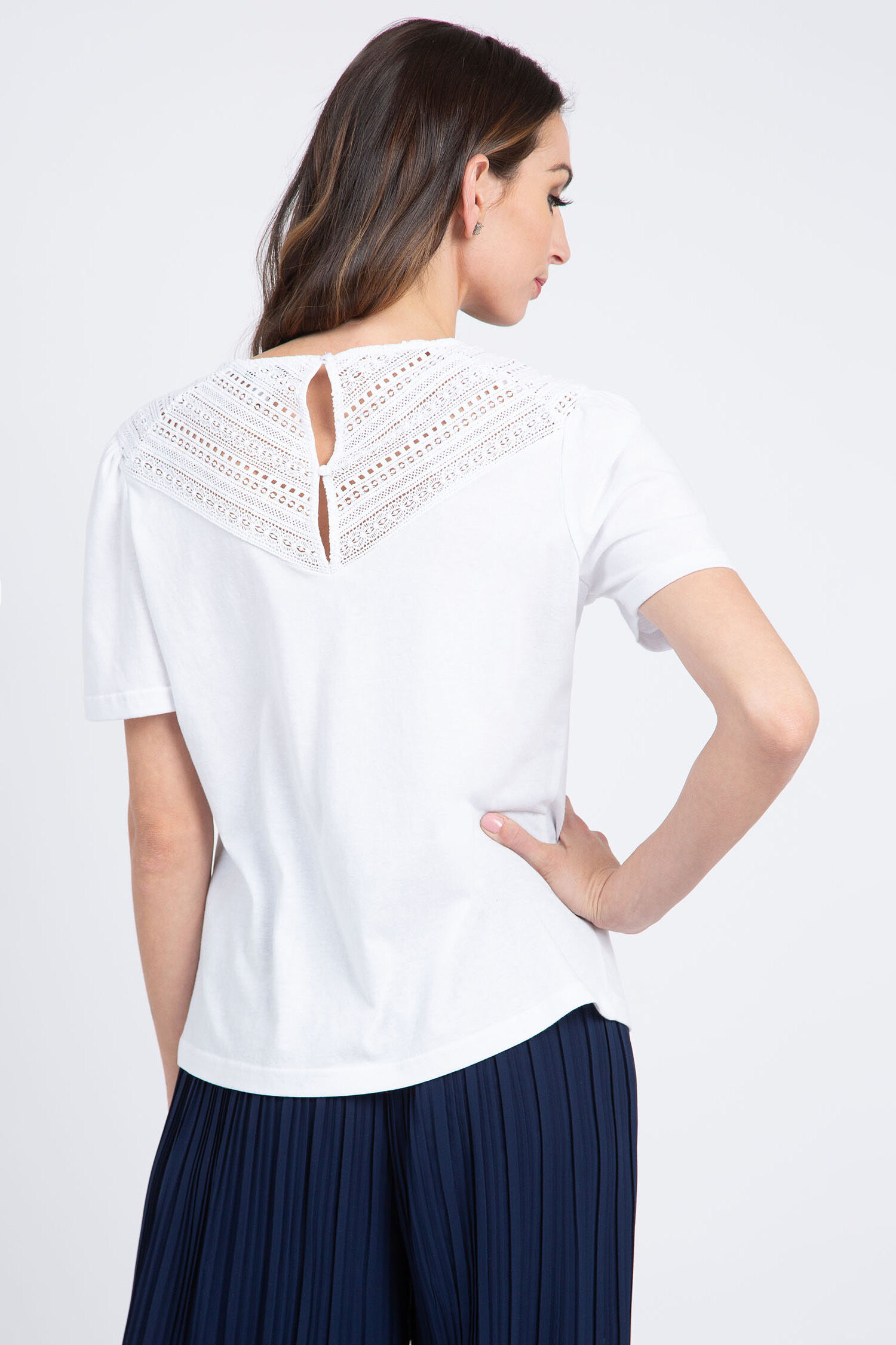 Short Sleeve Top w/ Lace Detail Image 3