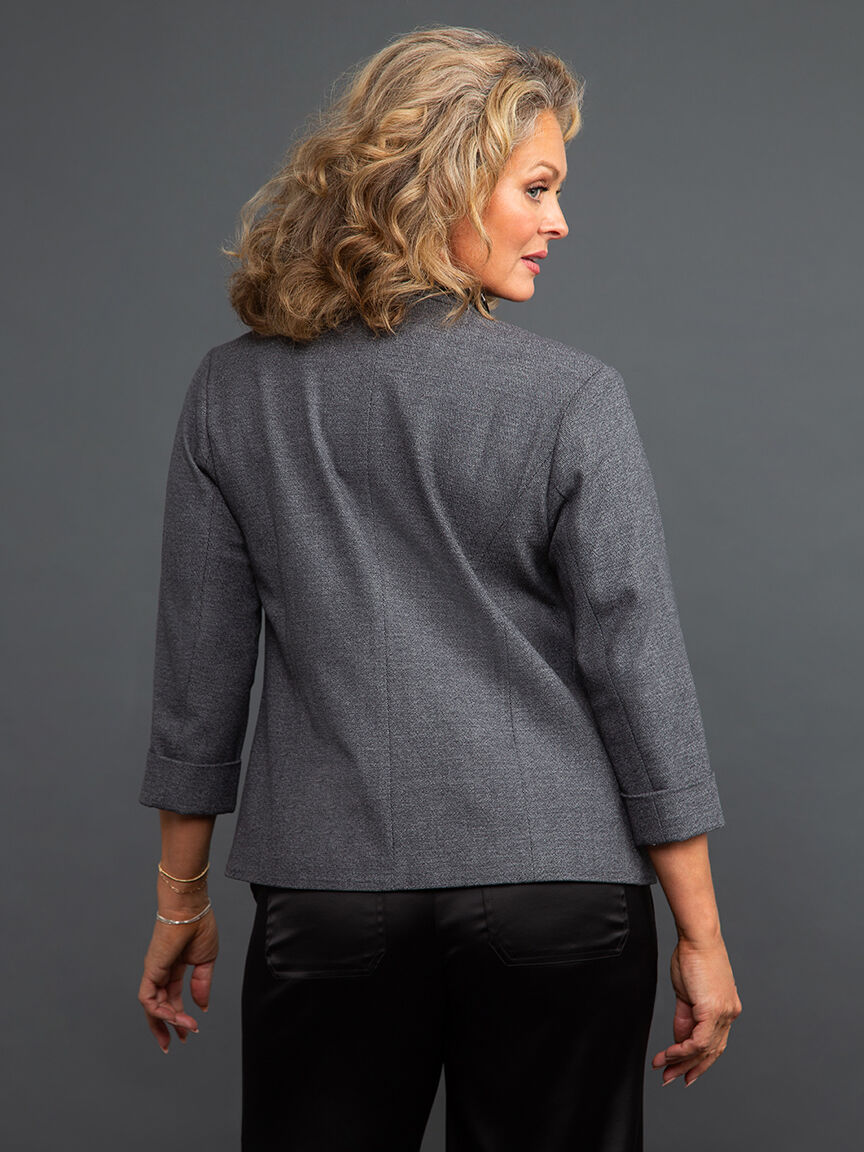 &frac34; Sleeve Cropped Blazer Image 4