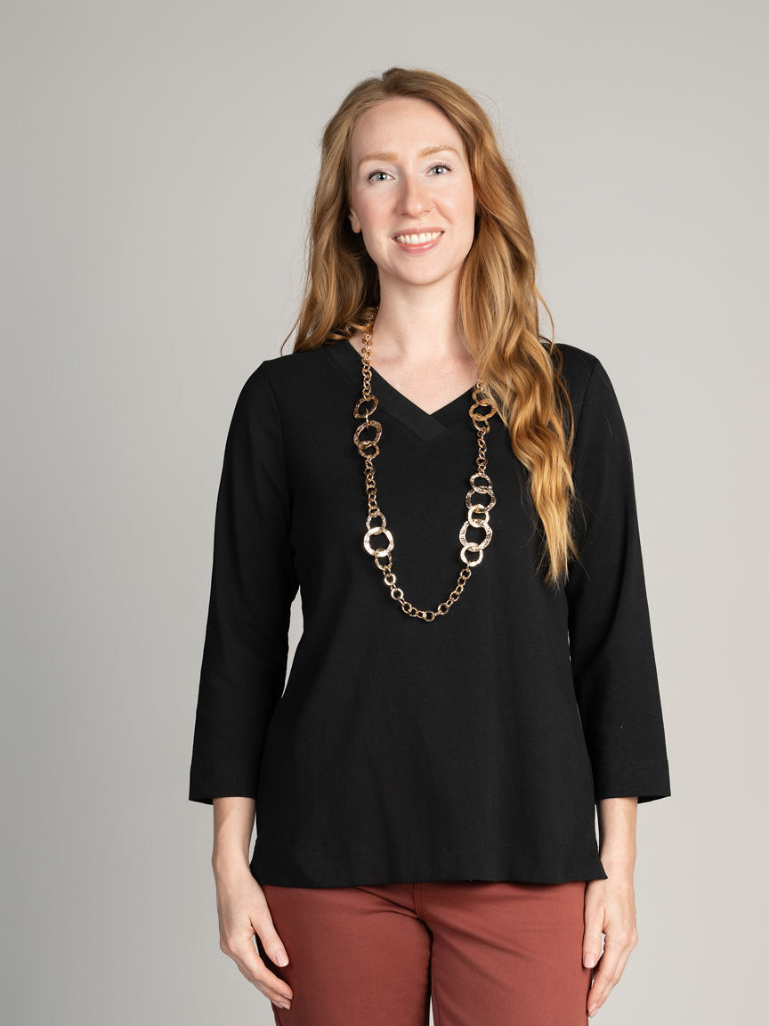3/4 Sleeve V-Neck Top Image 1