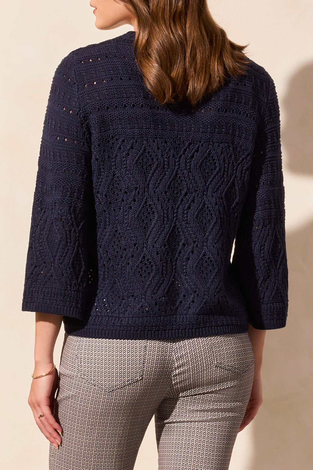 3/4 Sleeve Cable Knit Sweater Image 4