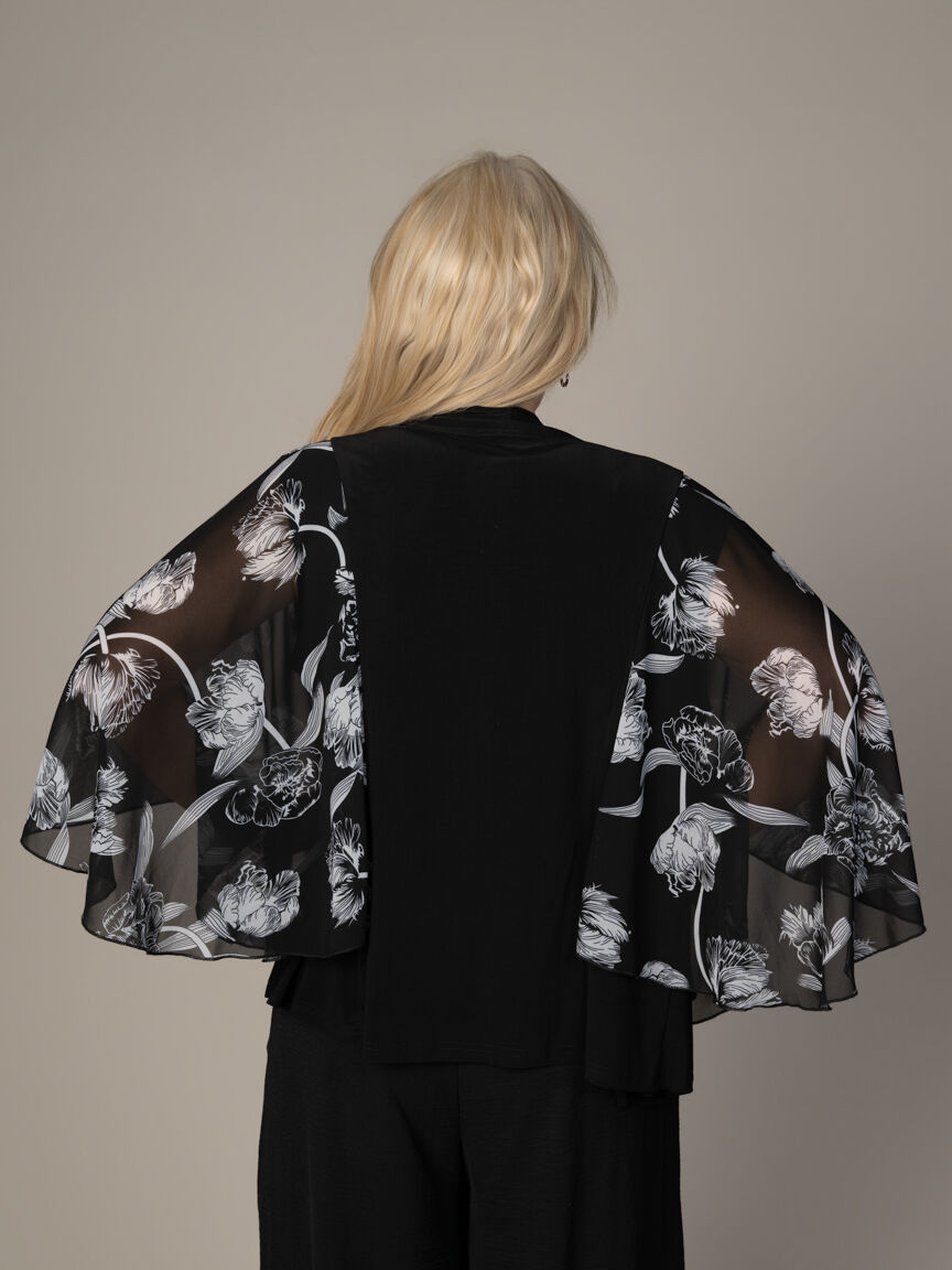 Open Front Sheer Sleeve Cardigan