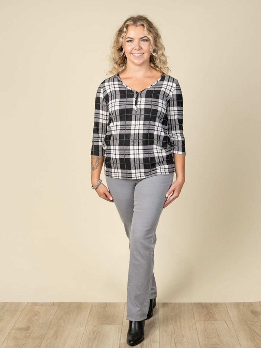 Floral 3/4 Sleeve Tunic V-Neck