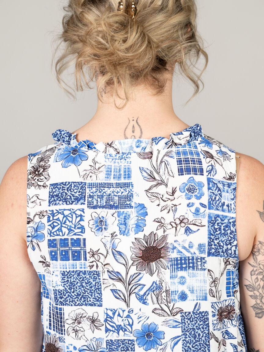 Ruffled Floral Layered Hem Dress