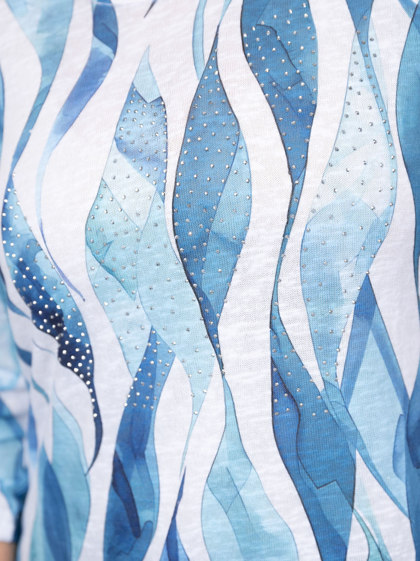 3/4 Sleeve Water Print Top