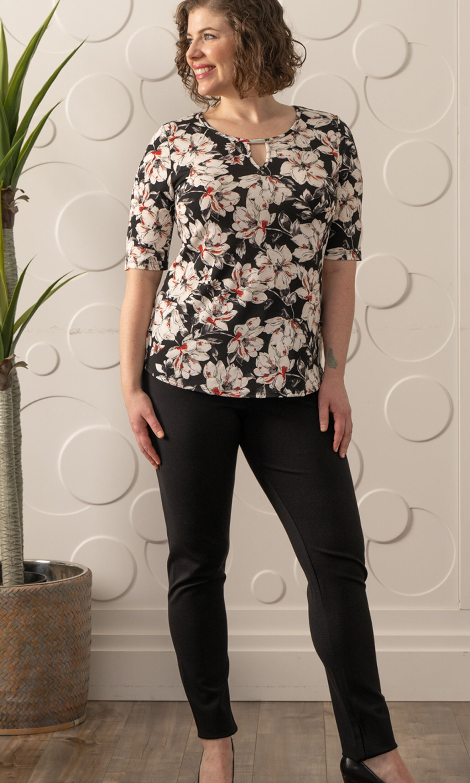 Floral Keyhole Shirt Image 1