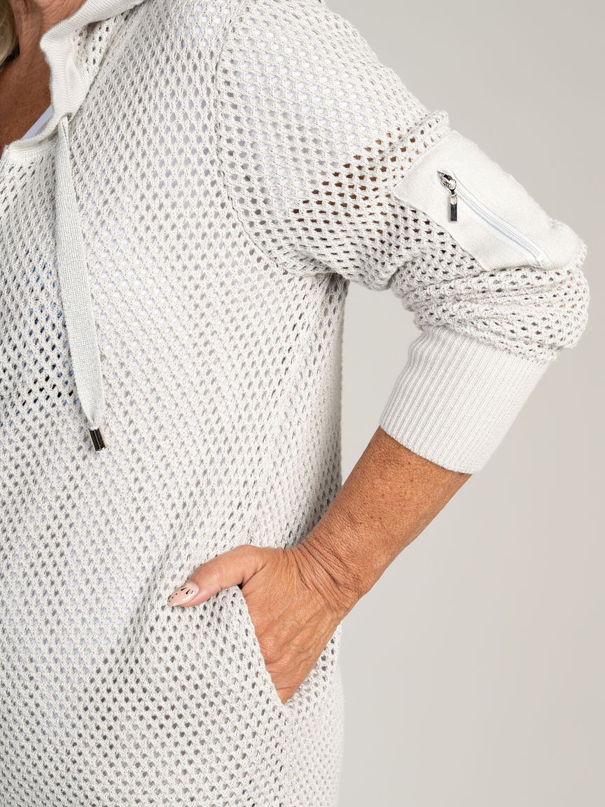 Open Knit Zip-Up Cardigan