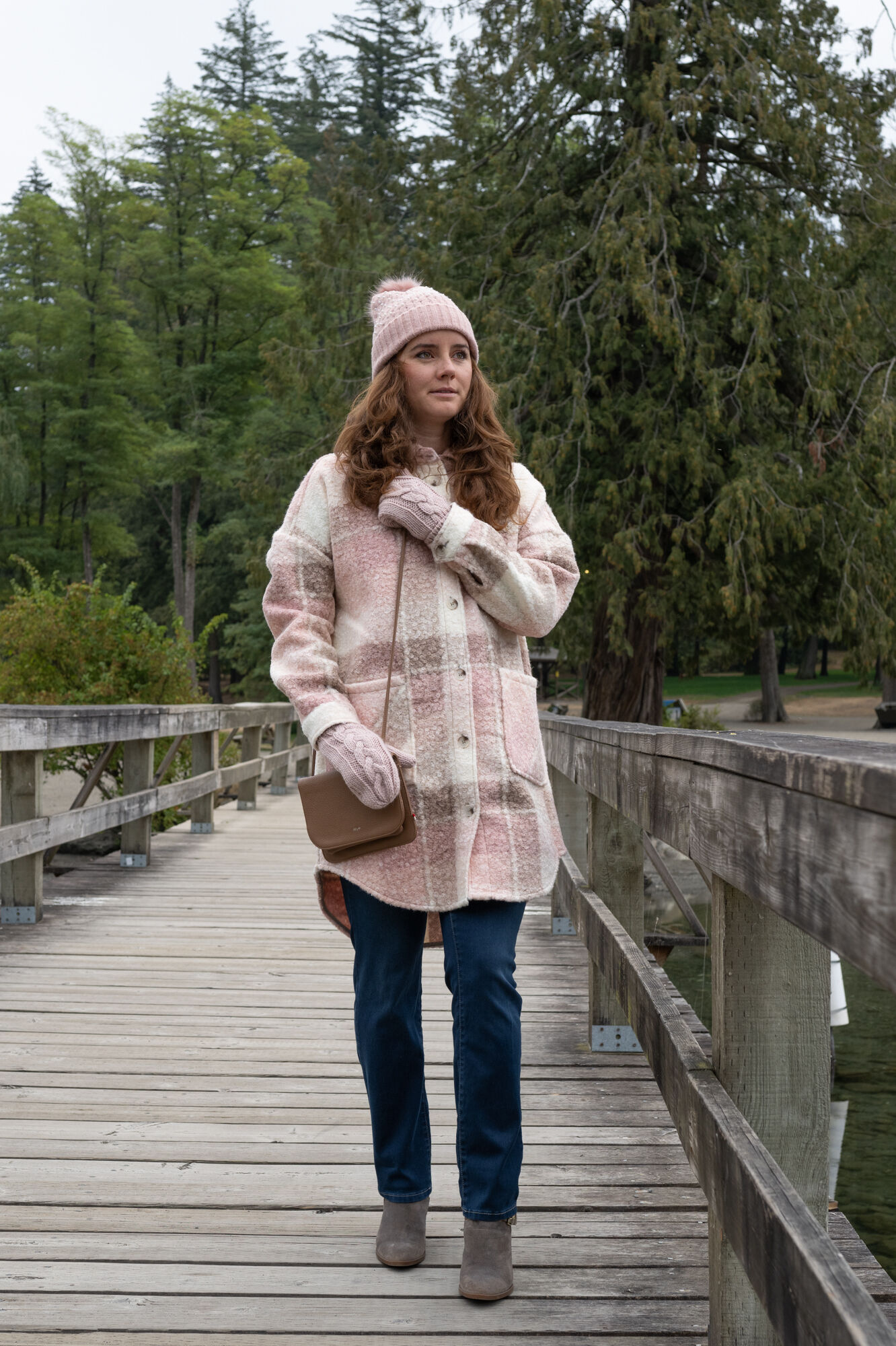 Oversized  Pink Plaid Sherpa Shacket Image 4