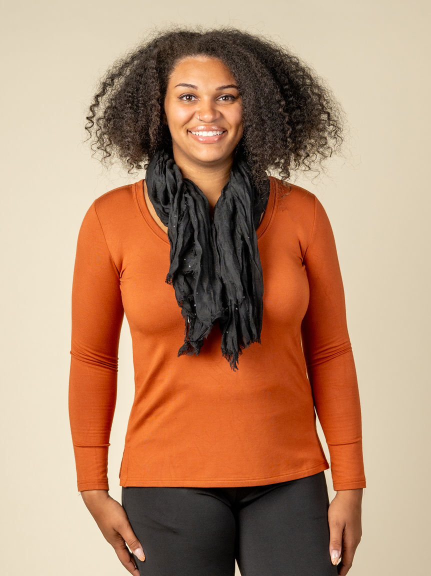 Lightweight Scarf With Micro Sequins And Frayed Edges