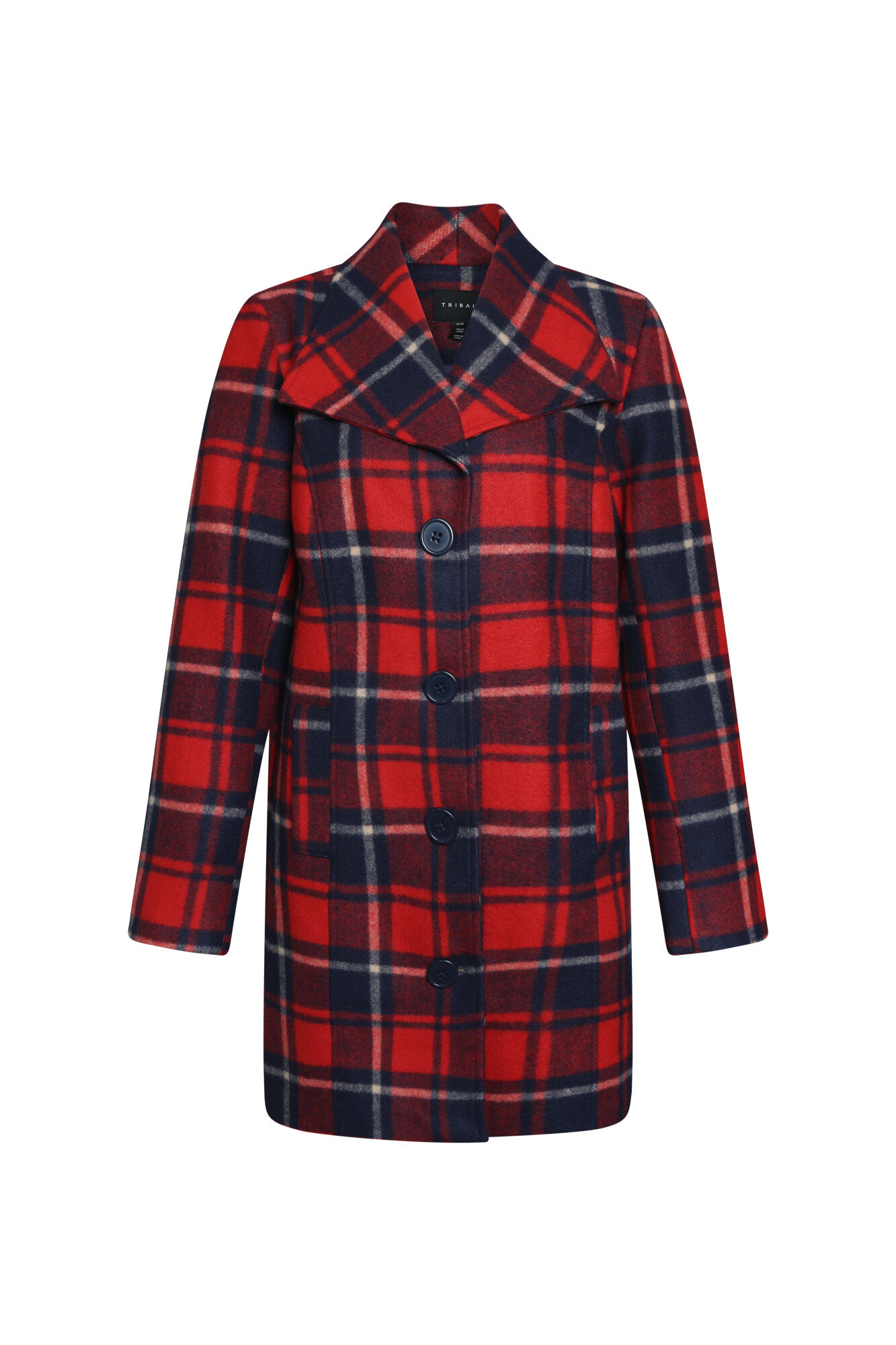 Plaid Pea Coat Image 1