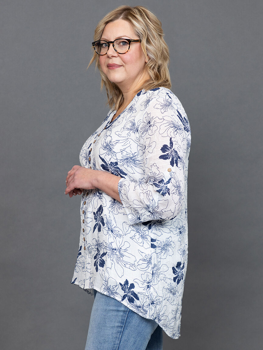 &frac34; sleeve button down tunic