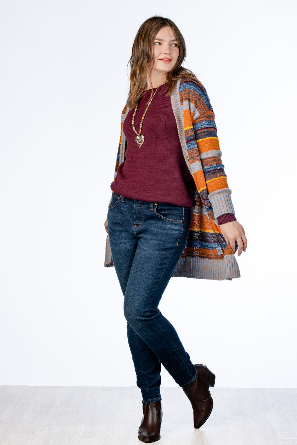 Orange Stripes Cardigan Image 3