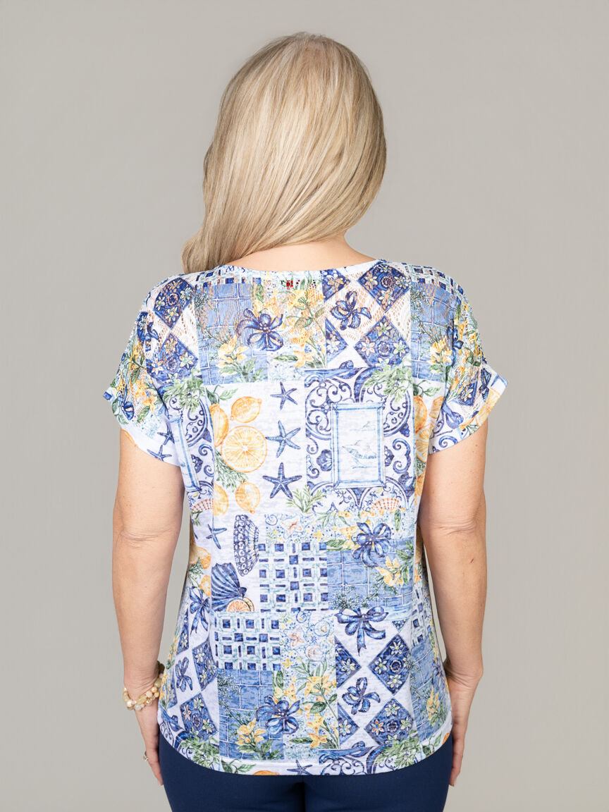 Short Sleeve Top With Lace Back