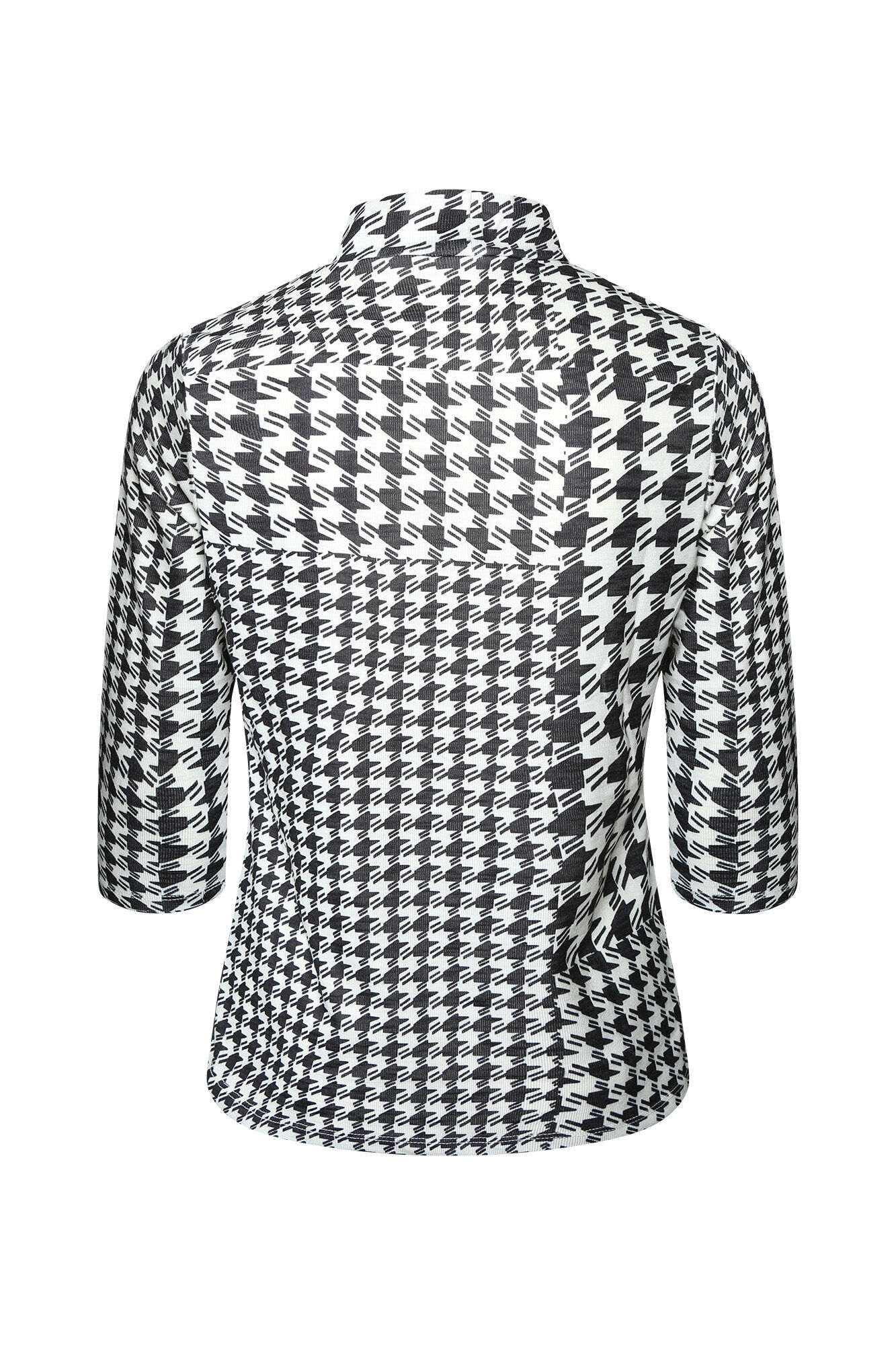 Houndstooth Mock Neck 3/4 Sleeve Image 2