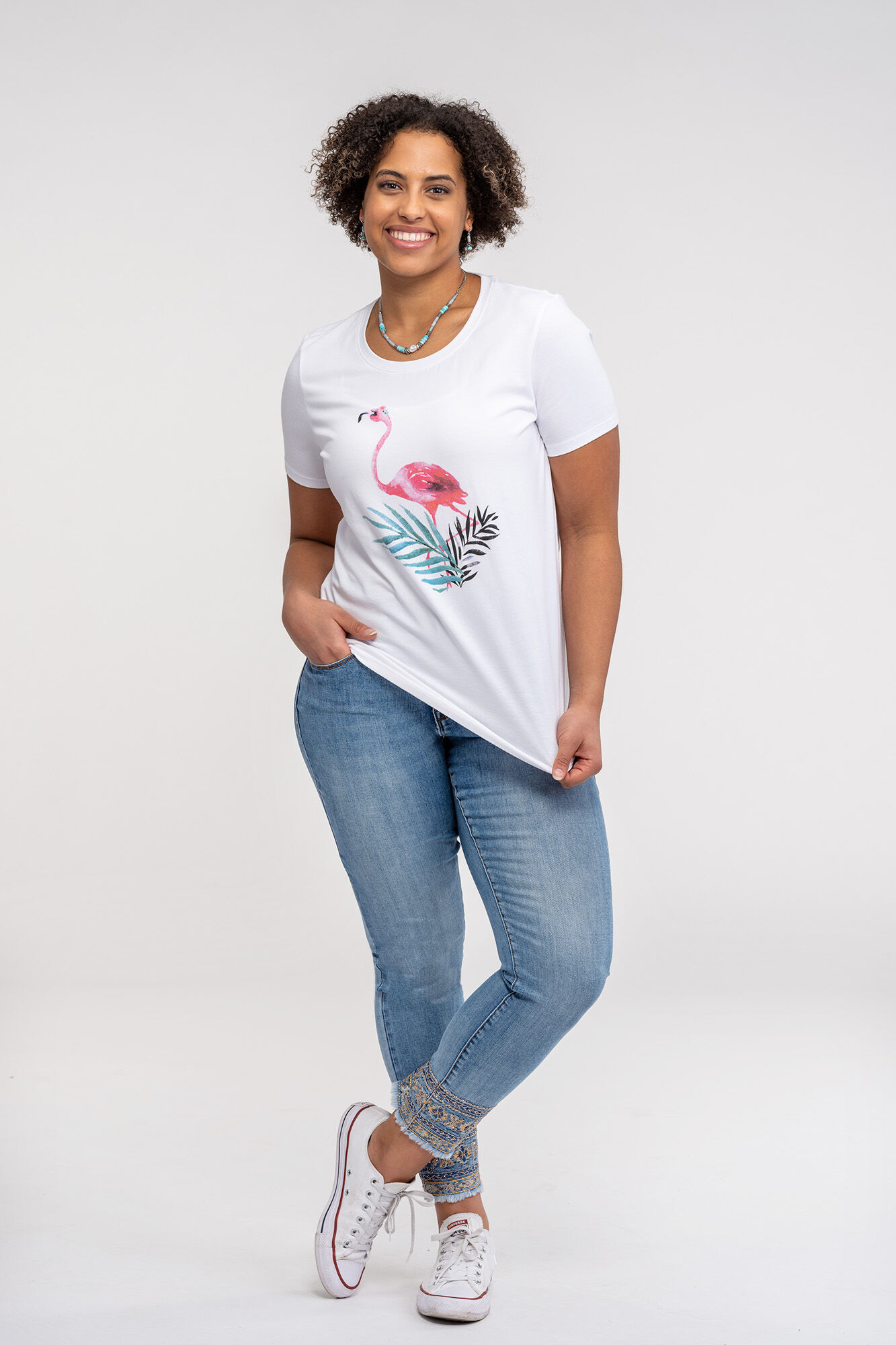 Flamingo Print T-Shirt Image 2