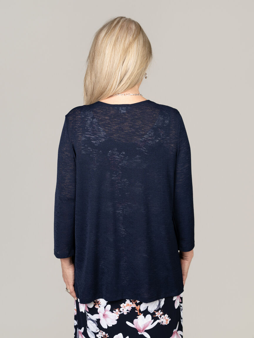 3/4 Sleeve Open Front Cardigan Image 4