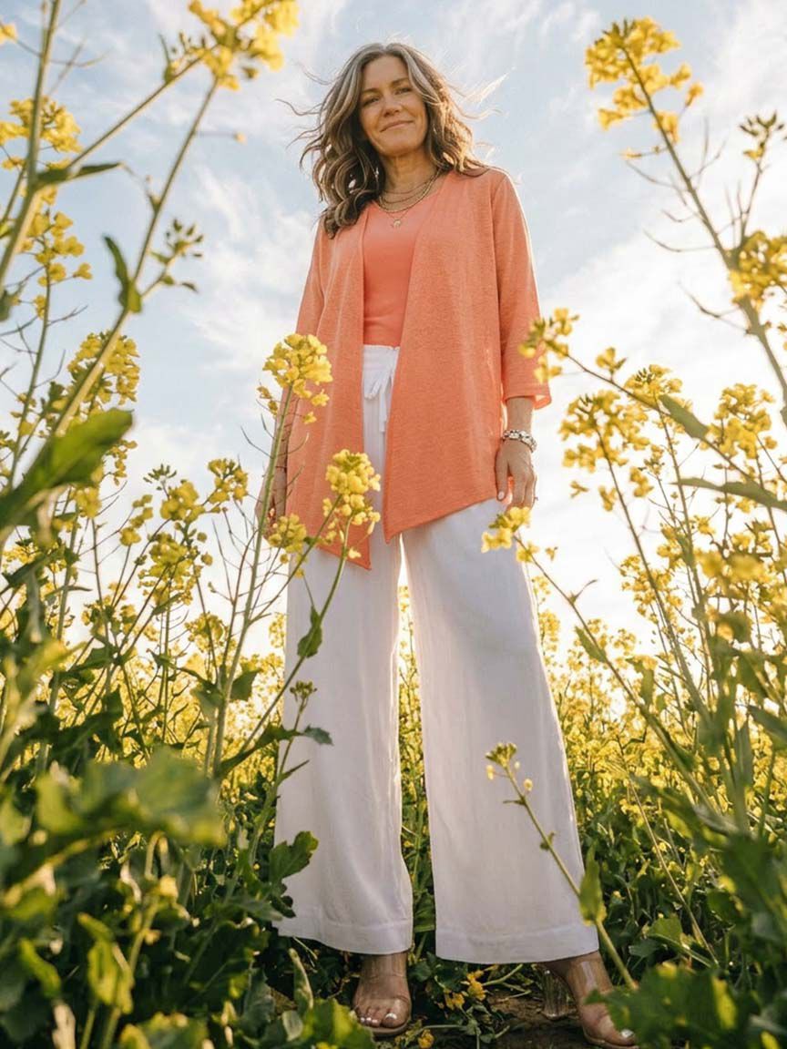 3/4 Sleeve Open Front Cardigan