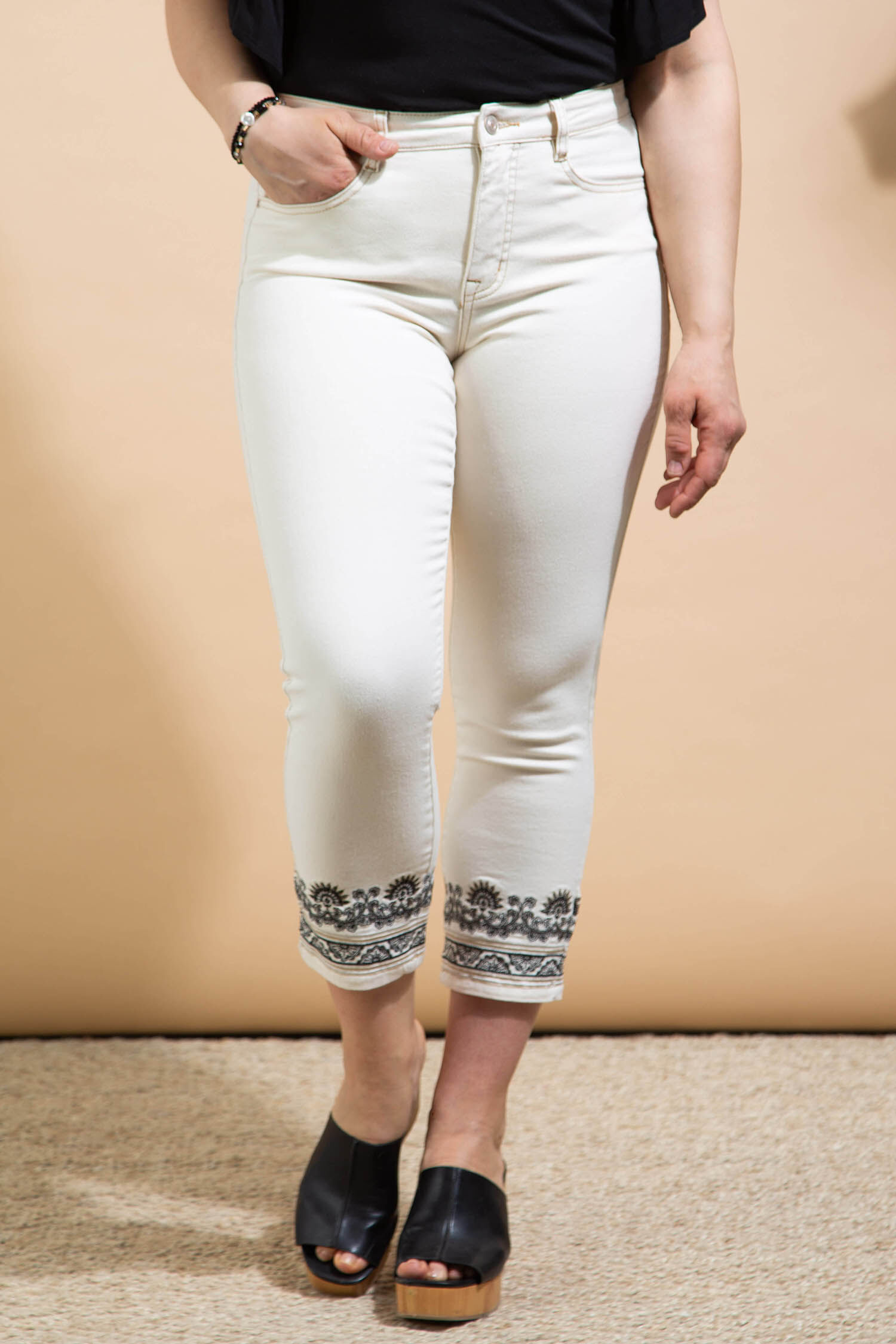 Audrey Embroidered Cropped Jeans Image 2