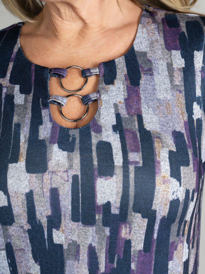 3/4 Sleeve Double Ring Neck Top