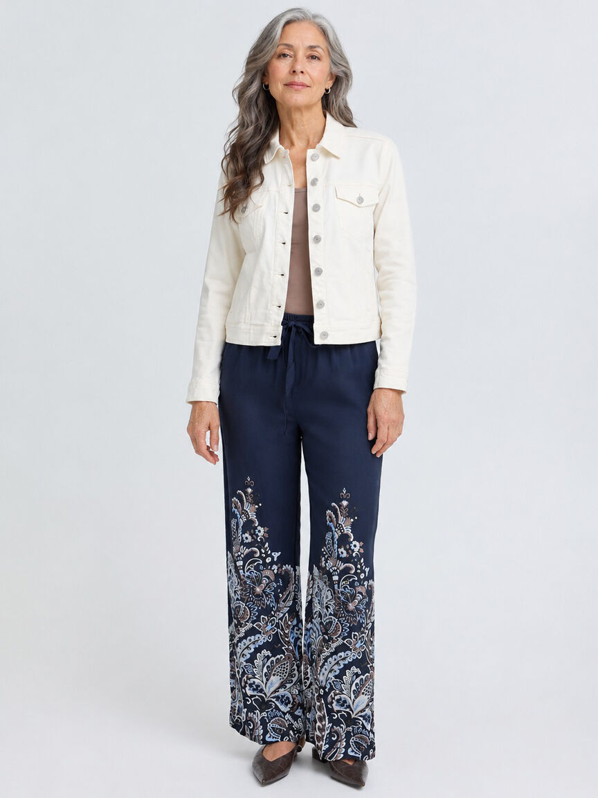 Pull-On Paisley Print Pants Image 1
