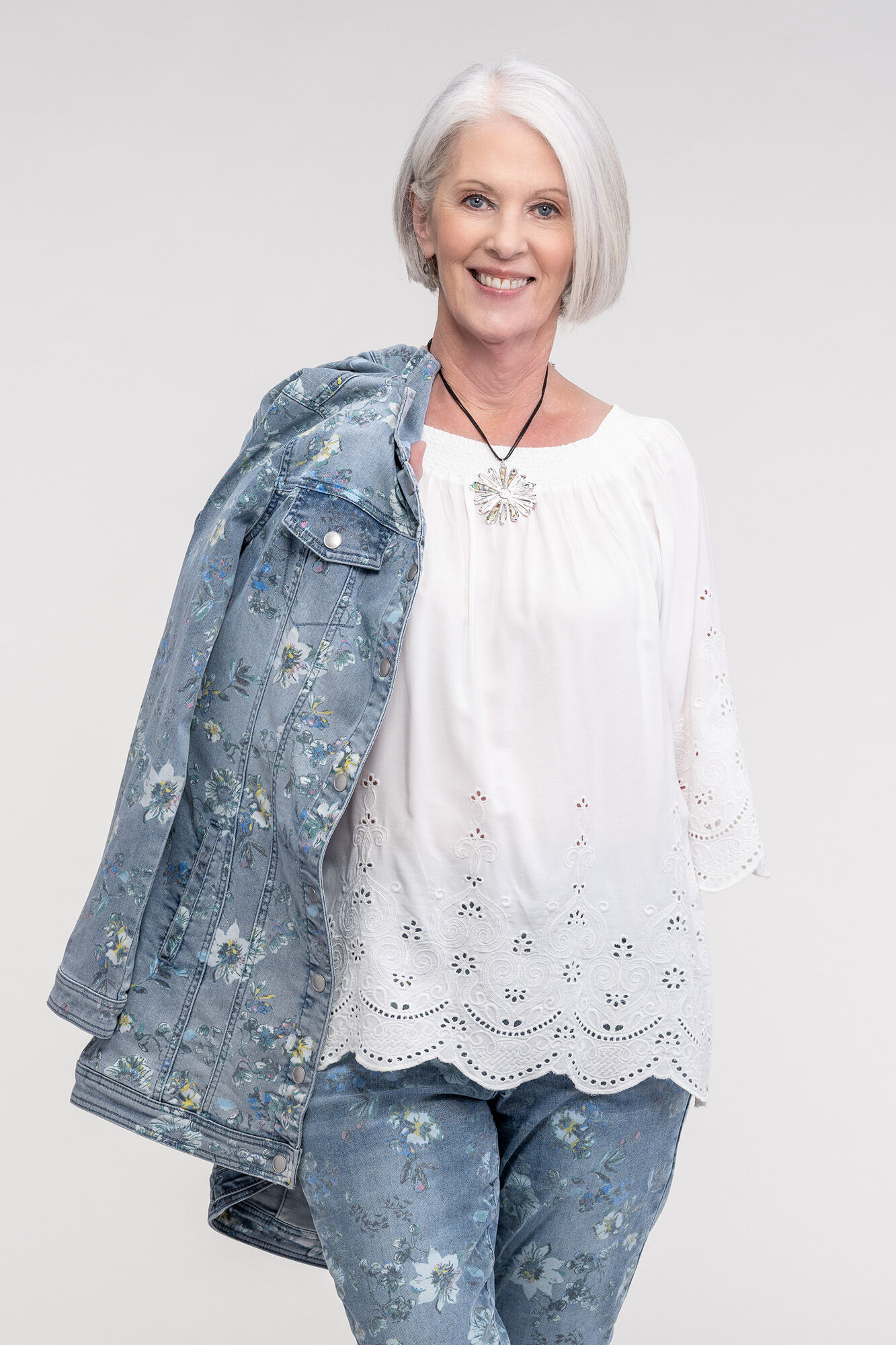 Floral Print Maxi Denim Jacket Image 2