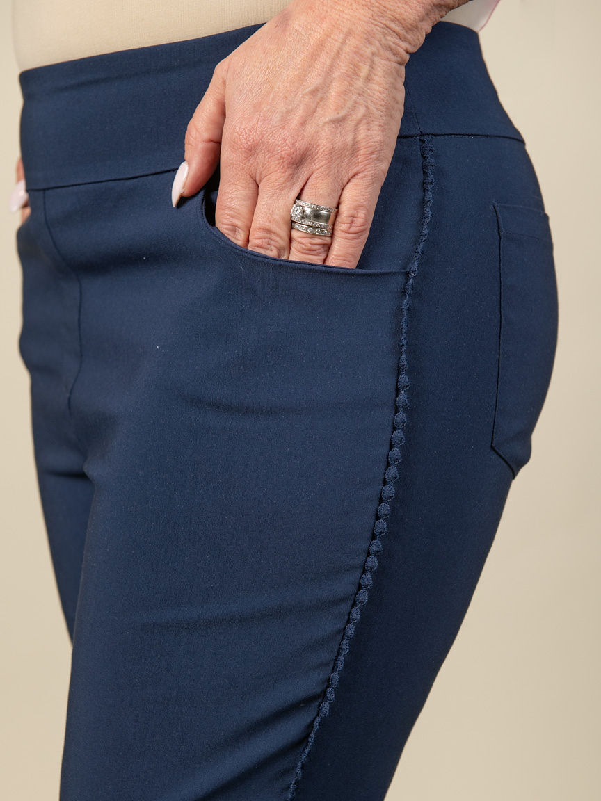 Pull-On Capri with Pom-Pom Trim Image 4