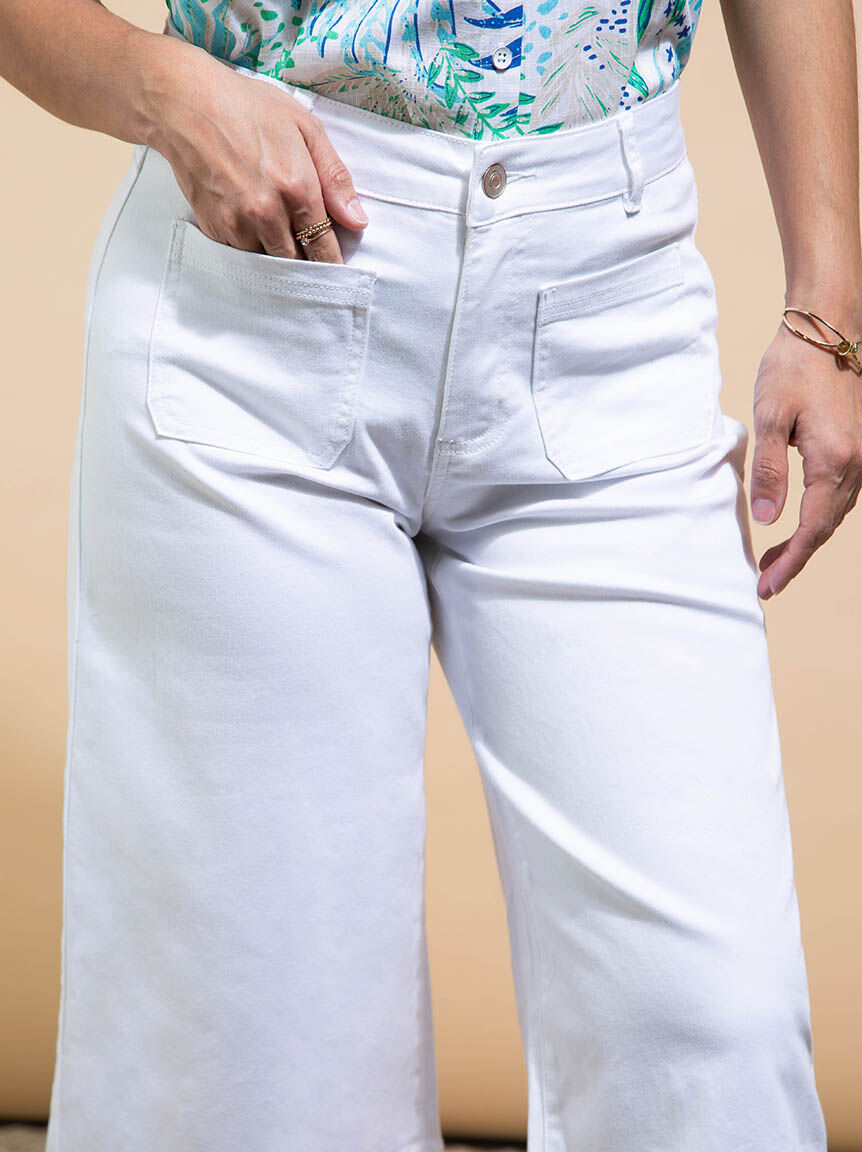 Audrey Capri Palazzo Jeans w/ Patch Pockets Image 5