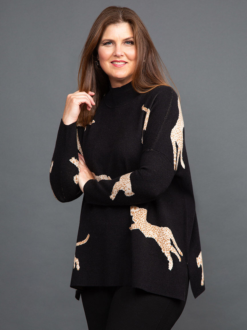 Long Sleeve Oversized Cheetah Sweater Image 2