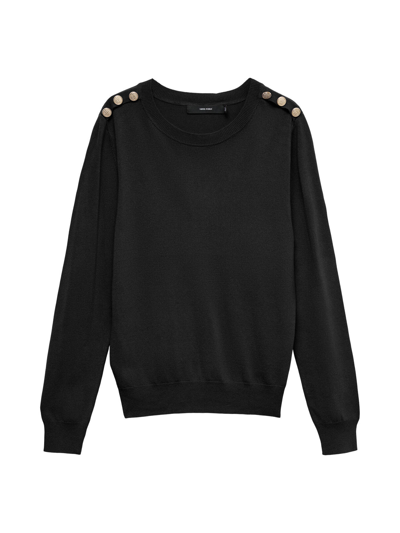 Button Shoulder Crew Neck Sweater