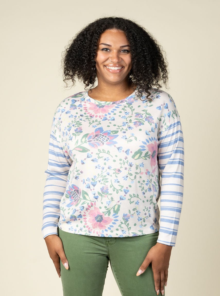 Long Sleeve Crew Neck Floral Print  Image 2
