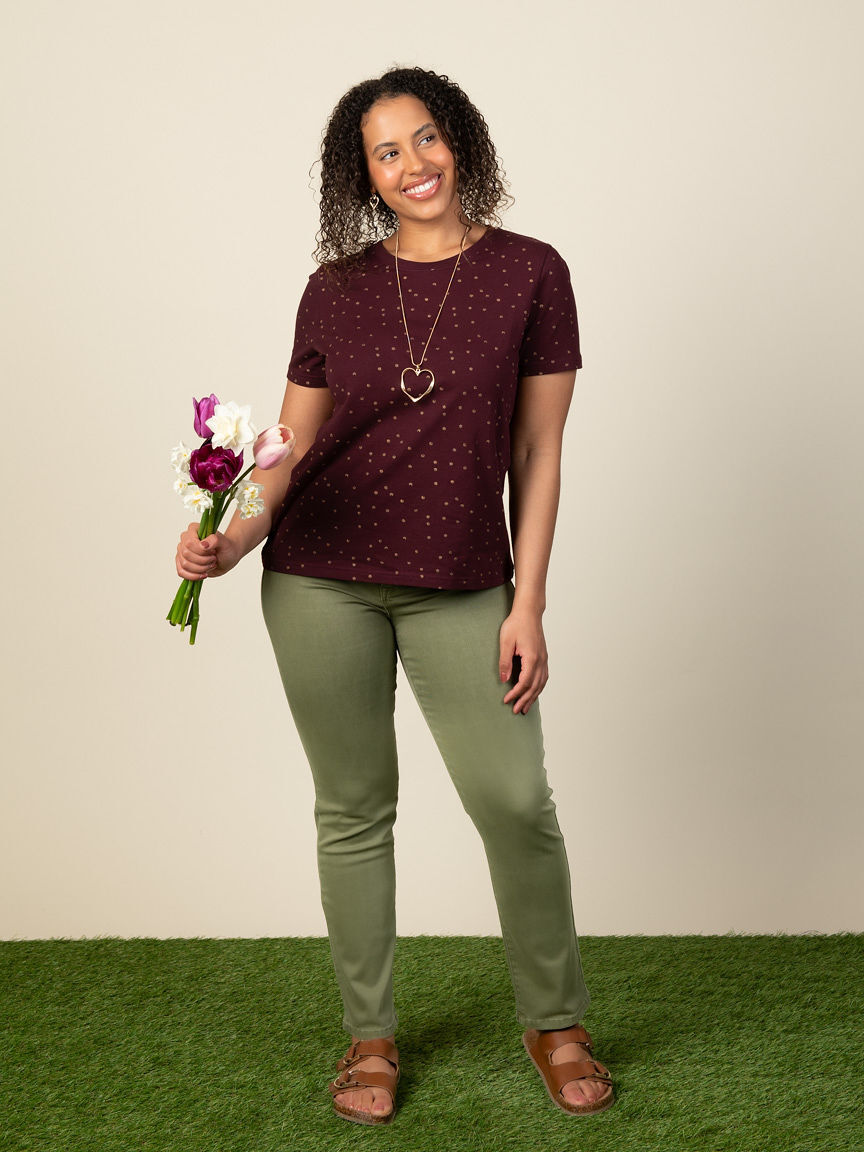 Short Sleeve with All Over Foil Print Top Image 4