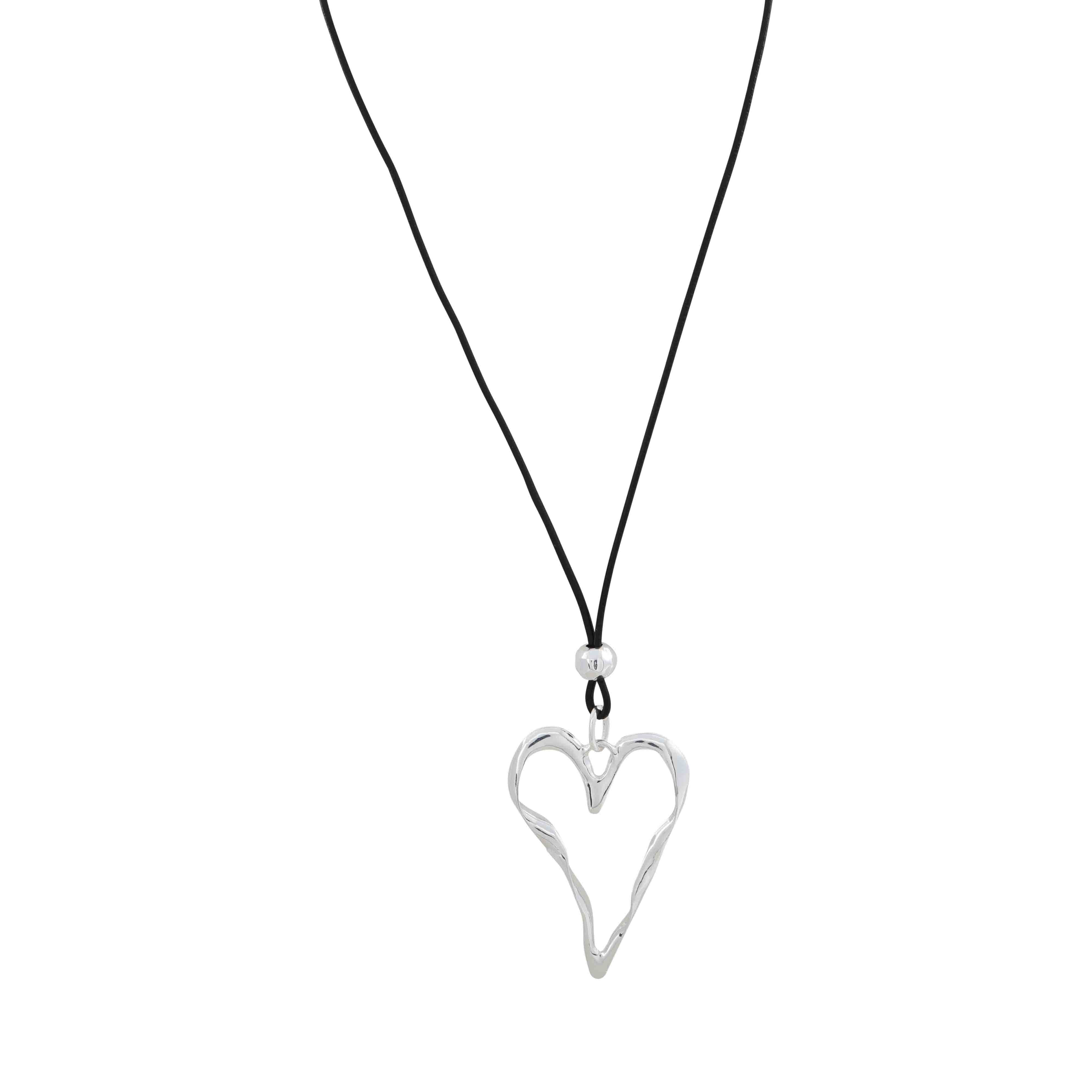 Silver Heart Cord Necklace