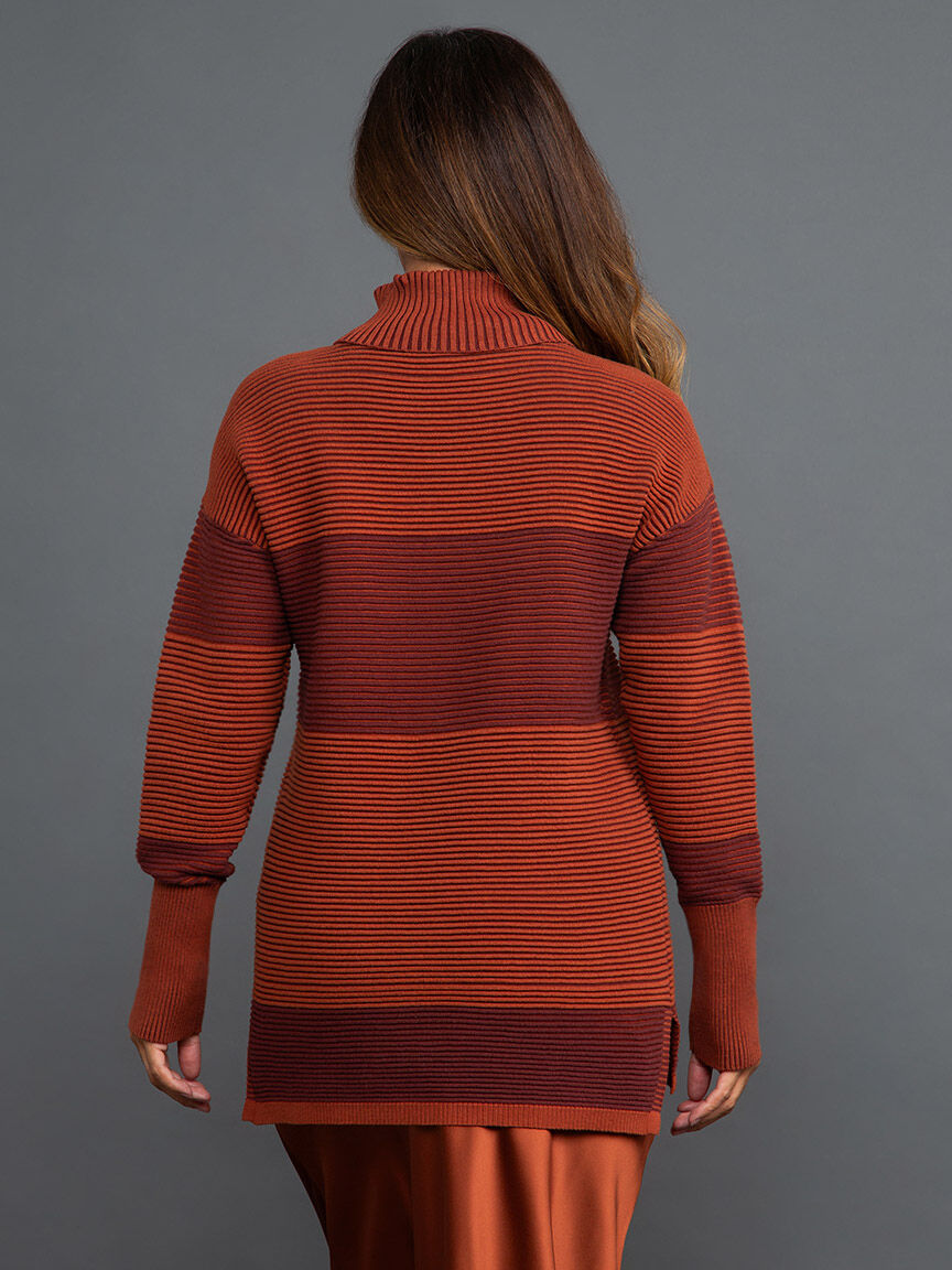 Two-Tone Ottoman Turtleneck Tunic Sweater Image 4
