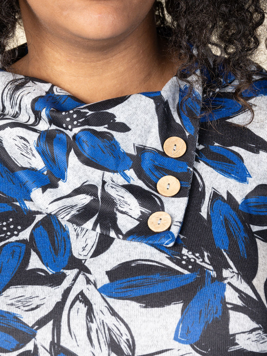 Long Sleeve Floral Tunic With Button Accent