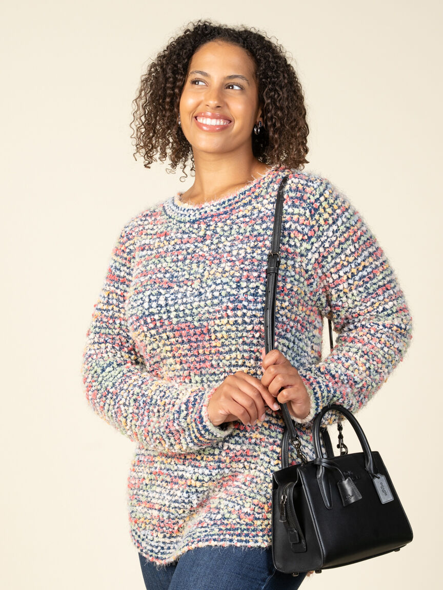 Long Sleeve Crew Neck Popcorn Sweater