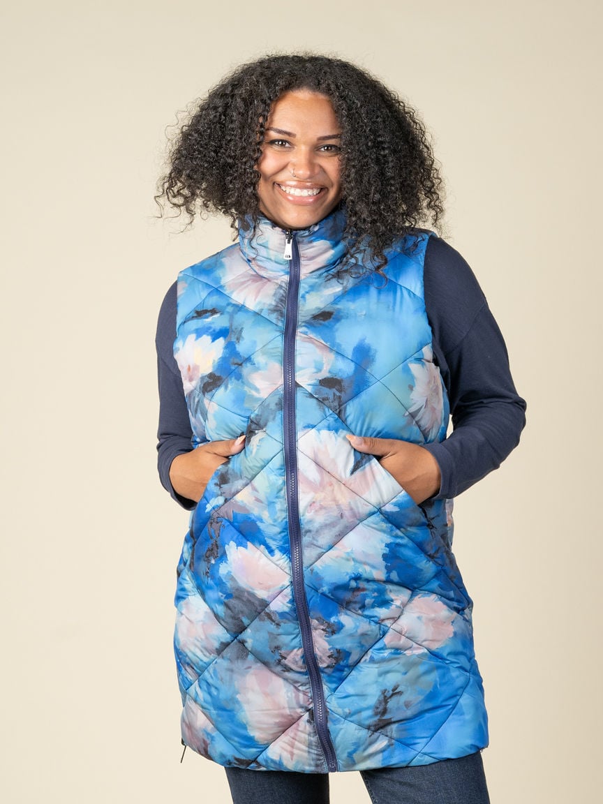 Long Reversible Vest With Zip-Up Pockets