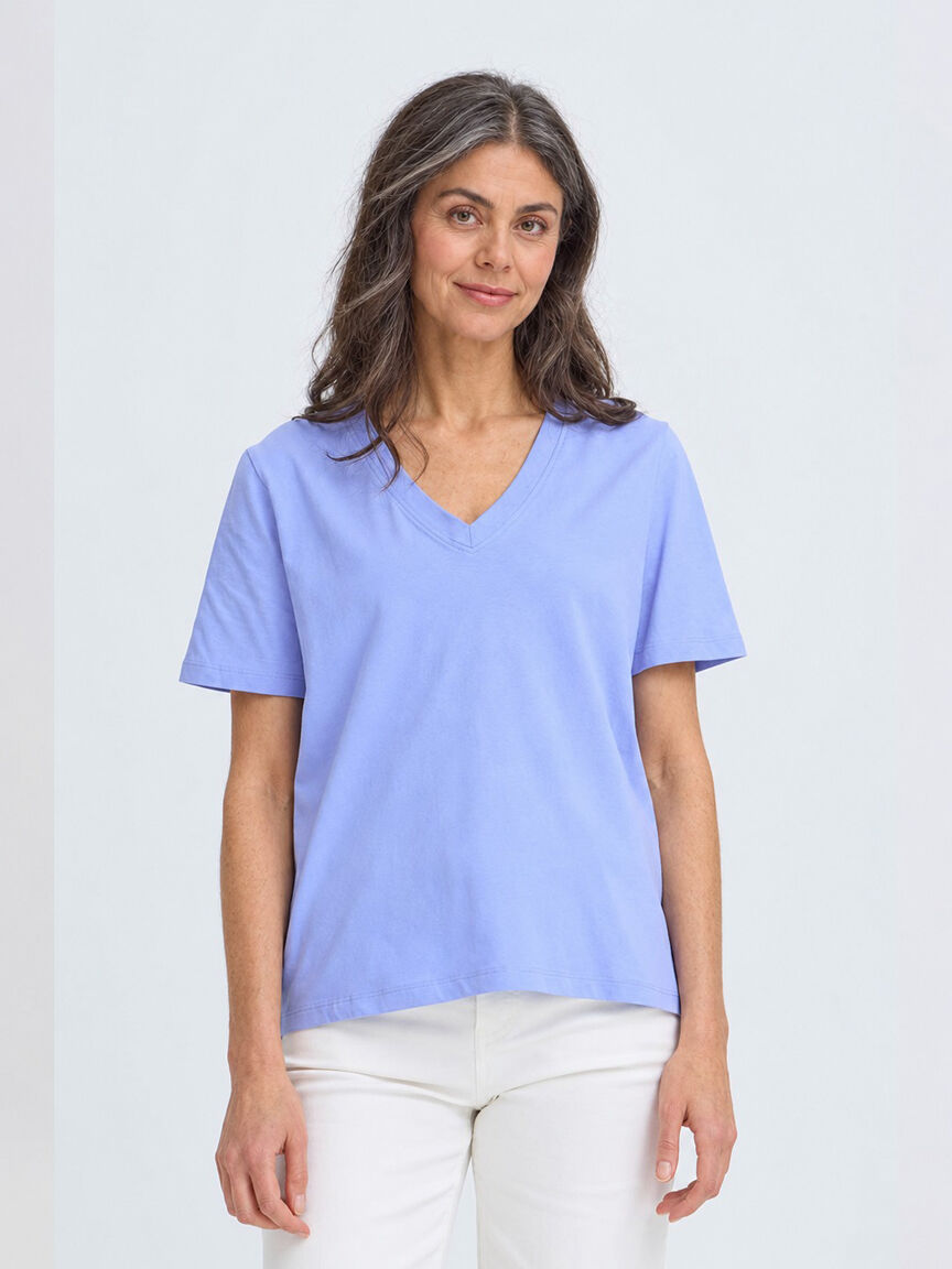 Short Sleeve V-Neck Cotton Shirt Image 1