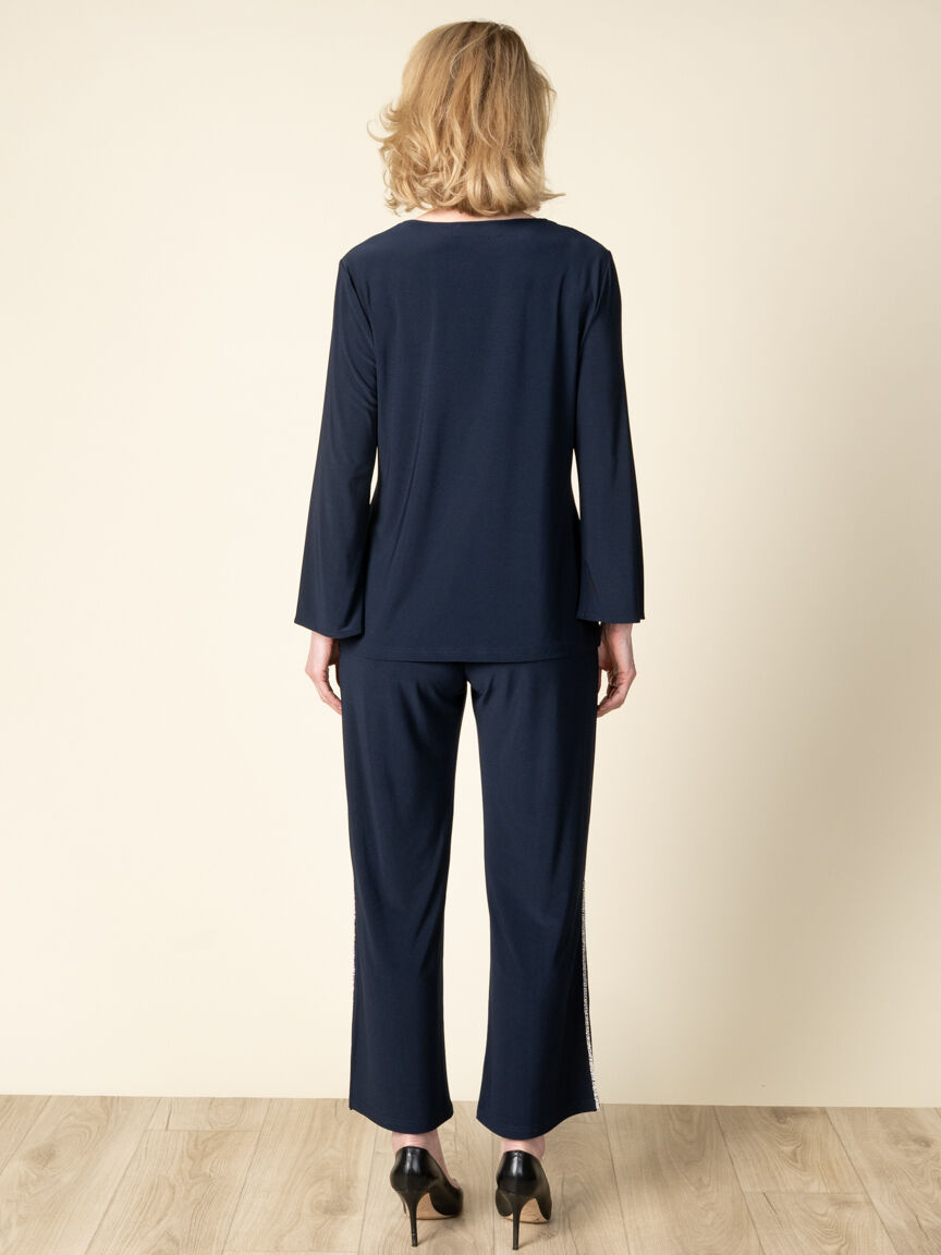 Flowy Pull-On Pants With Side Slits and Hotfix