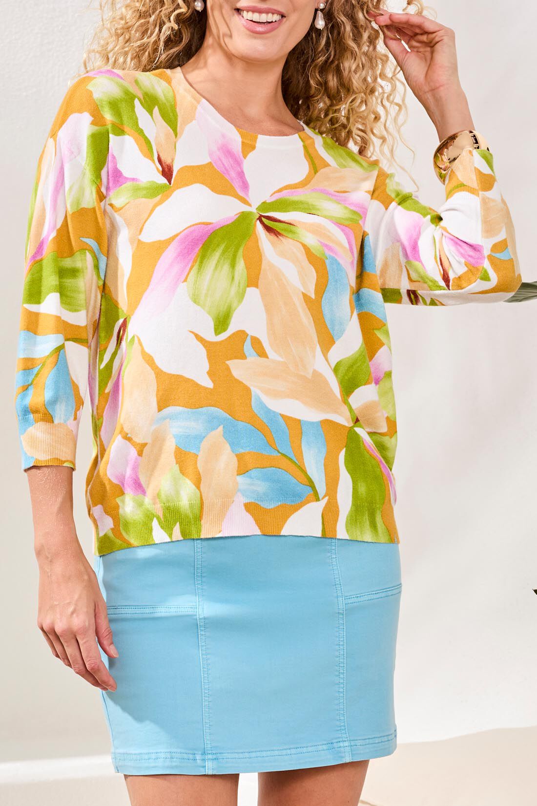 3/4 Sleeve Crewneck Sweater Image 2