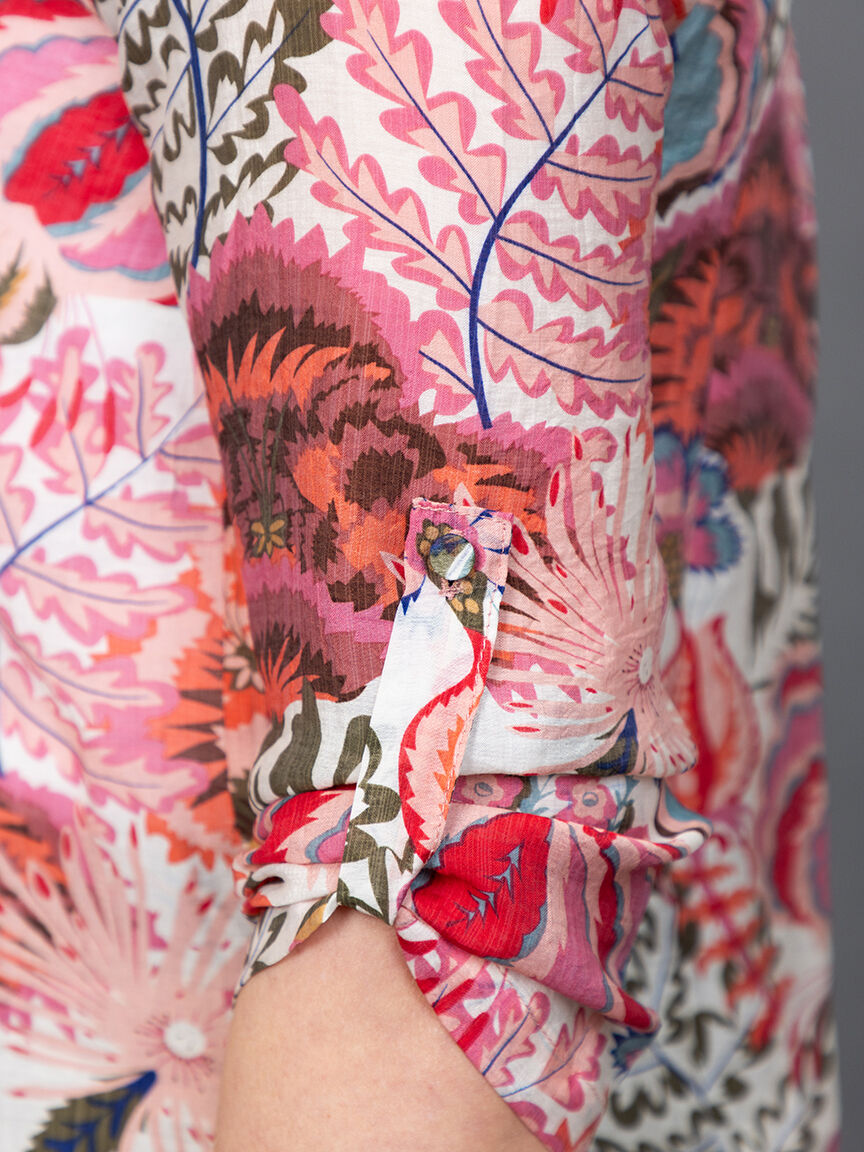 &frac34; sleeve button up floral blouse Image 5