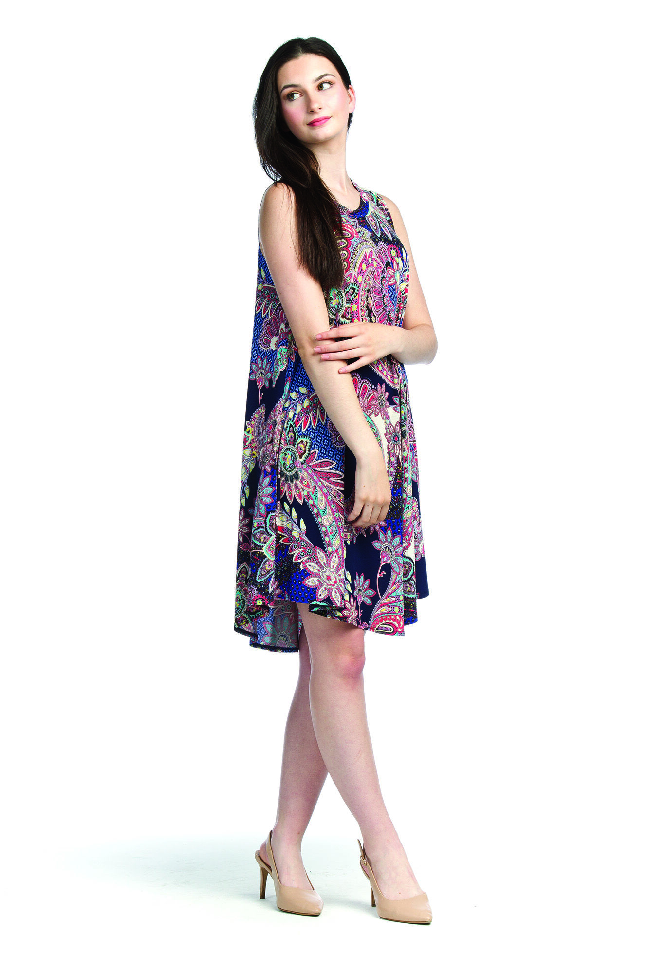 Sleeveless Paisley Swing Dress Image 1